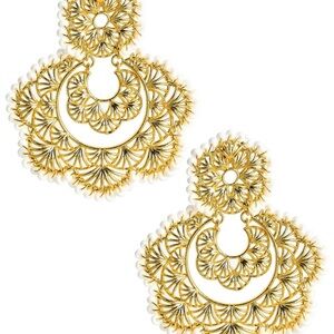 Gold Filigree Drop Earrings - Women Jewelry